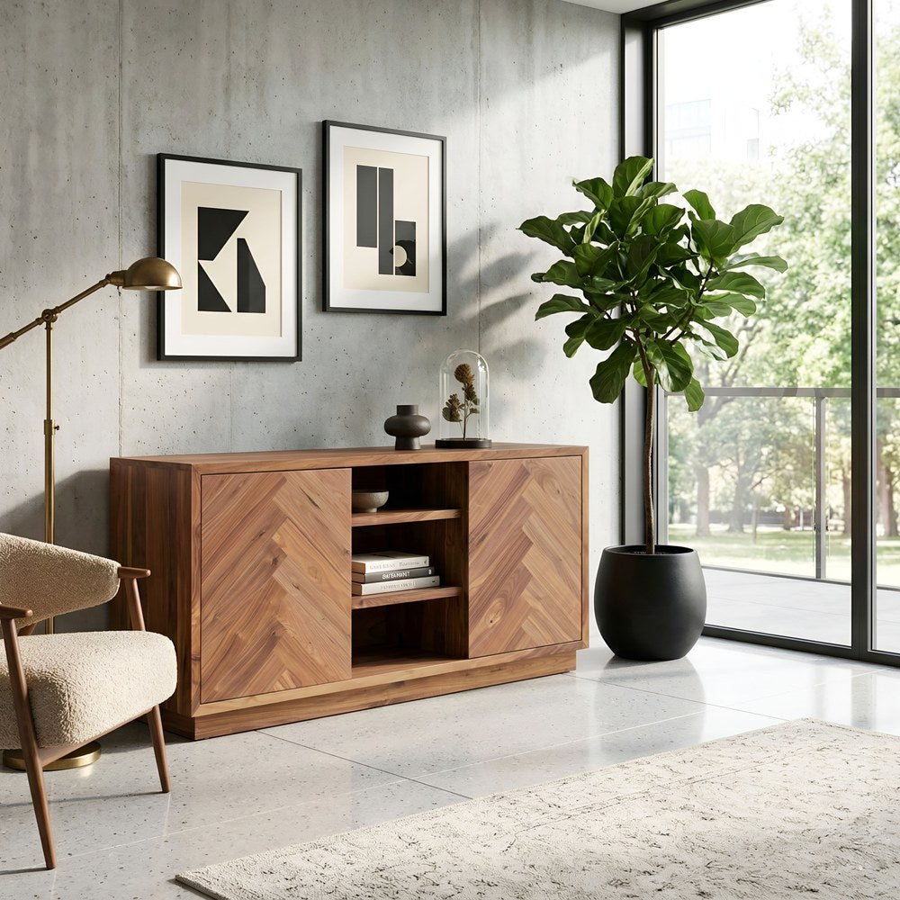 Origins by Alpine - Russo 60" Sideboard, Honey Walnut - SJ3160 view 8