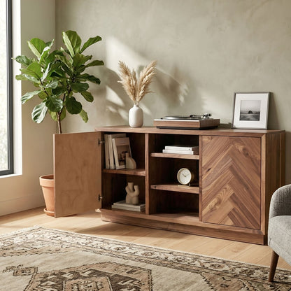 Origins by Alpine - Russo 60" Sideboard, Honey Walnut - SJ3160 view 10