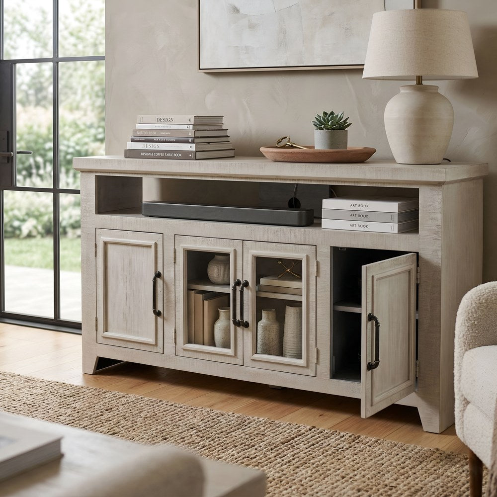 Origins by Alpine - Willow Creek 60" TV Console, White Wash - HG6055 view 11