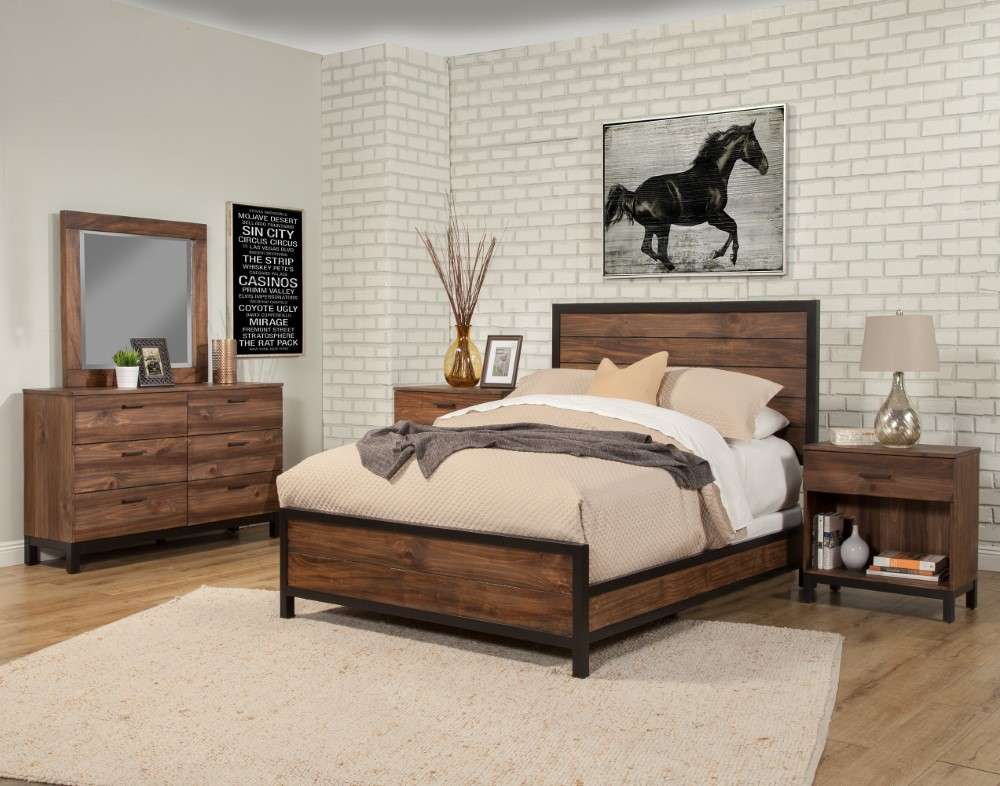Origins by Alpine - Weston Queen Bed in Pine - 3500-01Q veiw 3