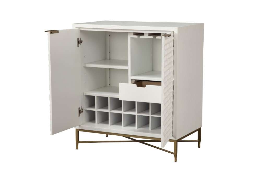 Origins by Alpine - White Pearl Bar Cabinet in White - 6400-17 veiw 5