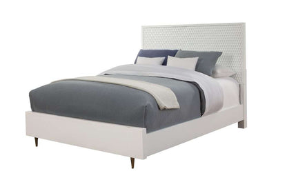 Origins by Alpine - White Pearl Queen Panel Bed in White - 6400-01Q veiw 1