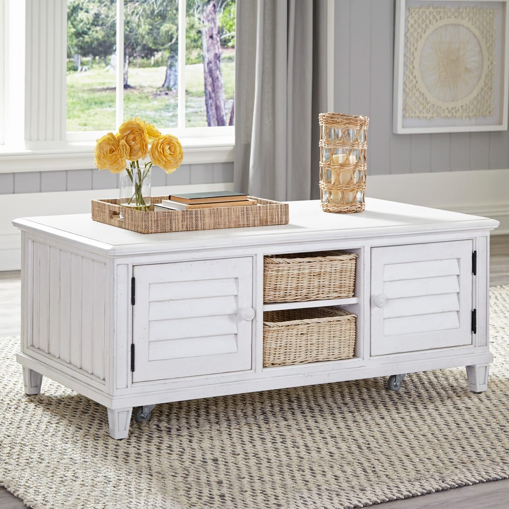 Palmetto Home - Cane Bay Cocktail Table with Rattan Baskets/Casters - 472-801 view 2