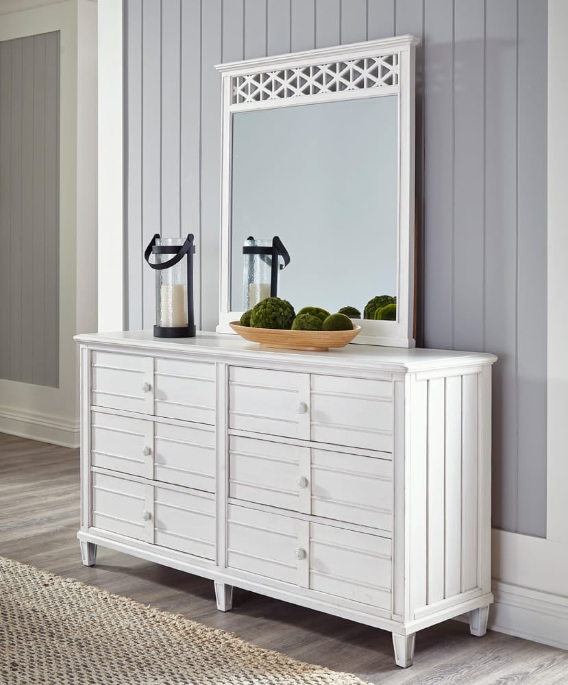 Palmetto Home - Cane Bay Six Drawer Dresser and Fretwork Mirror - 472-145-05 view 3