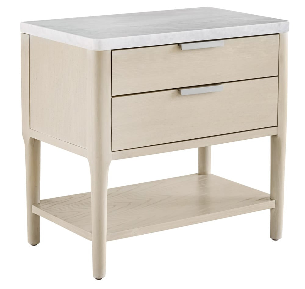Palmetto Home - Pearl Leg Nightstand with Marble Top and USB Port - 230-3552 view 1