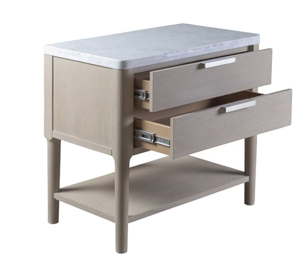 Palmetto Home - Pearl Leg Nightstand with Marble Top and USB Port - 230-3552 view 3