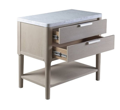Palmetto Home - Pearl Leg Nightstand with Marble Top and USB Port - 230-3552 view 3