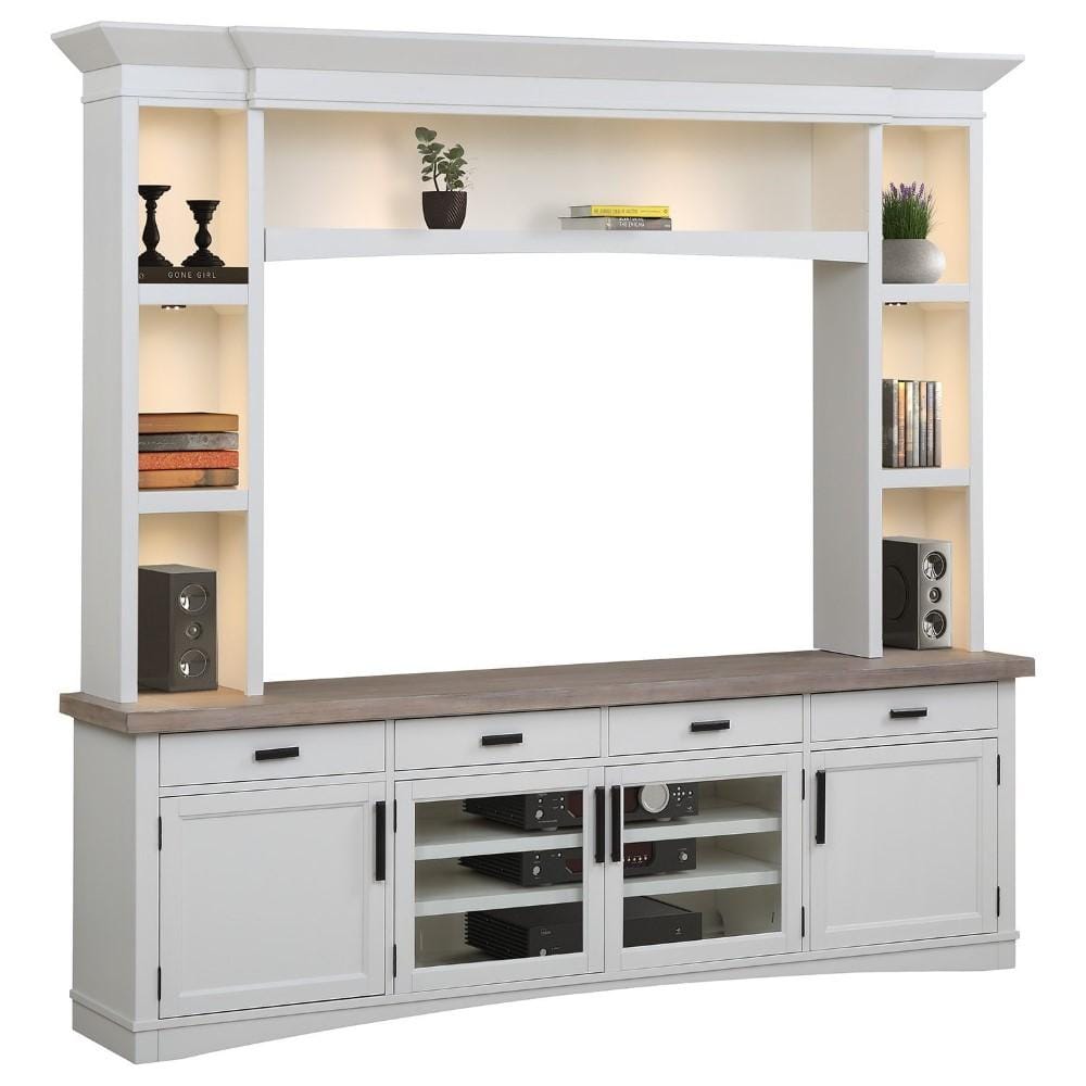 Parker House - Americana Modern 92 in. TV Console with Hutch and LED Lights in Cotton - AME92-3-COT view 1