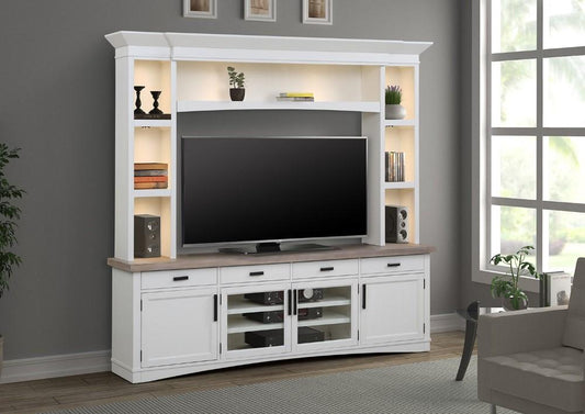 Parker House - Americana Modern 92 in. TV Console with Hutch and LED Lights in Cotton - AME92-3-COT view 2