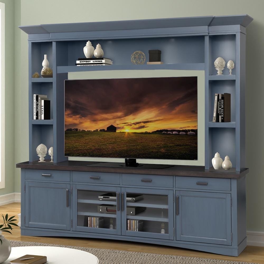 Parker House - Americana Modern 92 in. TV Console with Hutch and LED Lights in Denim view 1