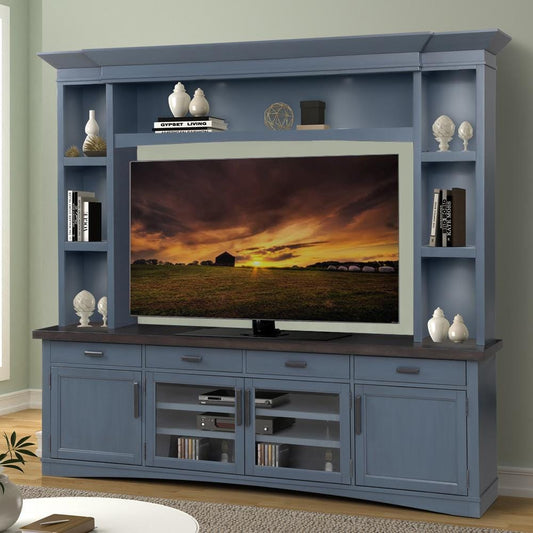 Parker House - Americana Modern 92 in. TV Console with Hutch and LED Lights in Denim view 1