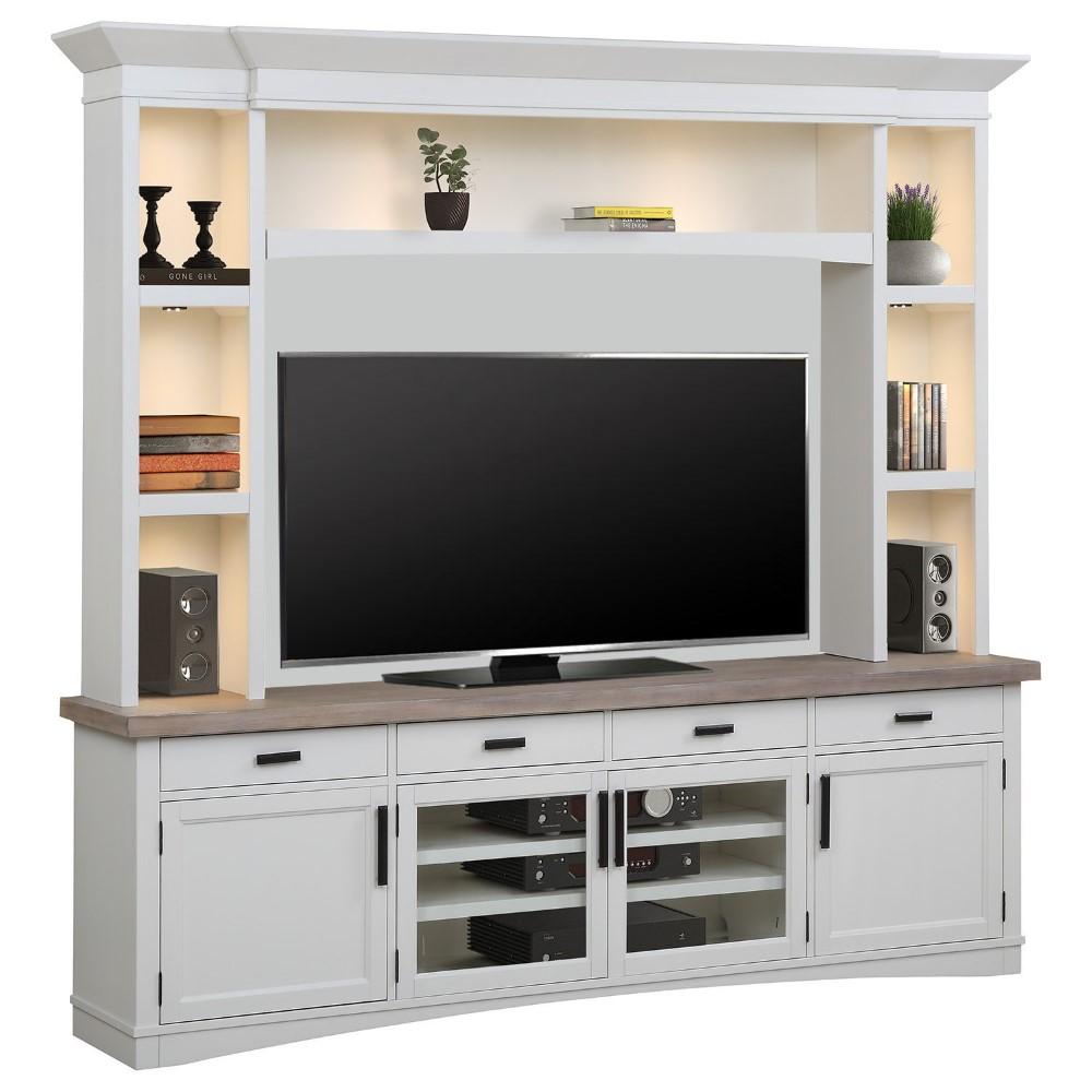 Parker House - Americana Modern 92 in. TV Console with Hutch, Backpanel and LED Lights in Cotton - AME92-4-COT view 1