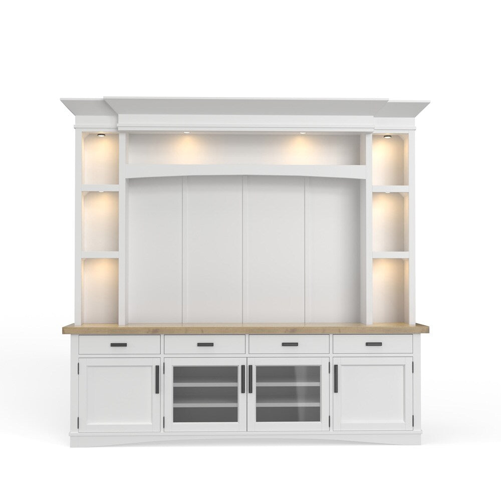 Parker House - Americana Modern 92 in. TV Console with Hutch, Backpanel and LED Lights in Cotton - AME92-4-COT view 3