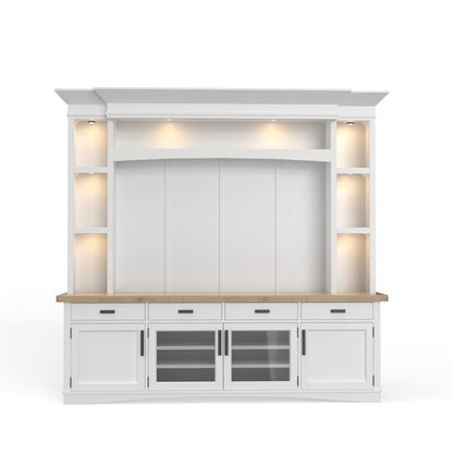 Parker House - Americana Modern 92 in. TV Console with Hutch, Backpanel and LED Lights in Cotton - AME92-4-COT view 3