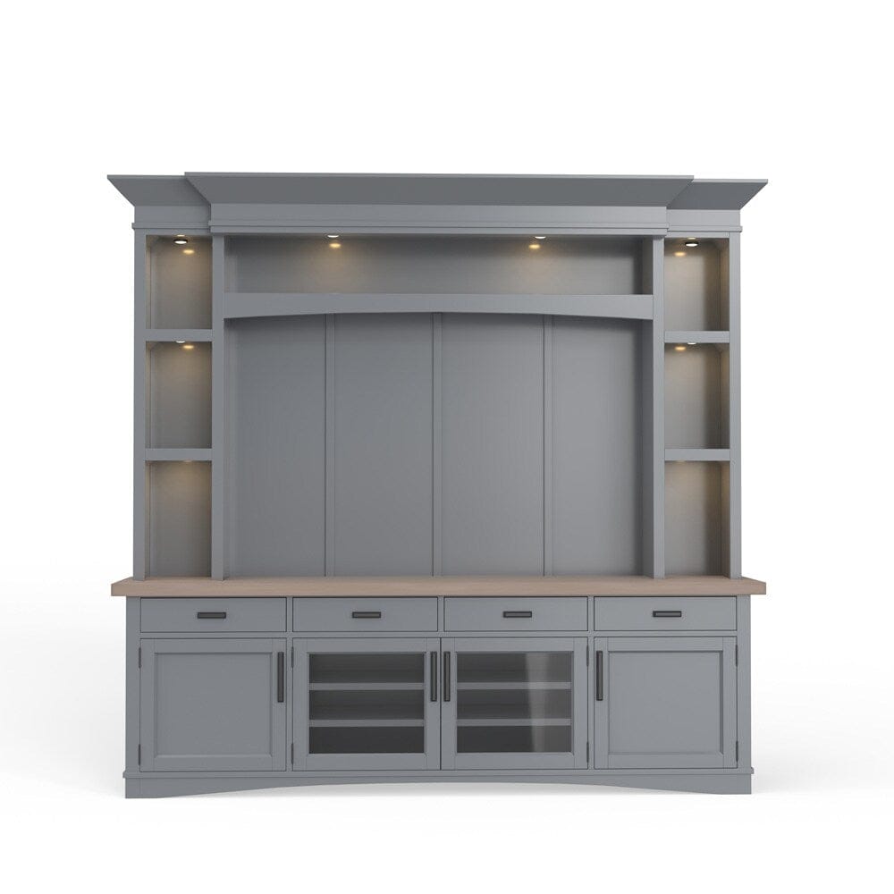 Parker House - Americana Modern 92 in. TV Console with Hutch, Backpanel and LED Lights in Dove - AME92-4-DOV view 3