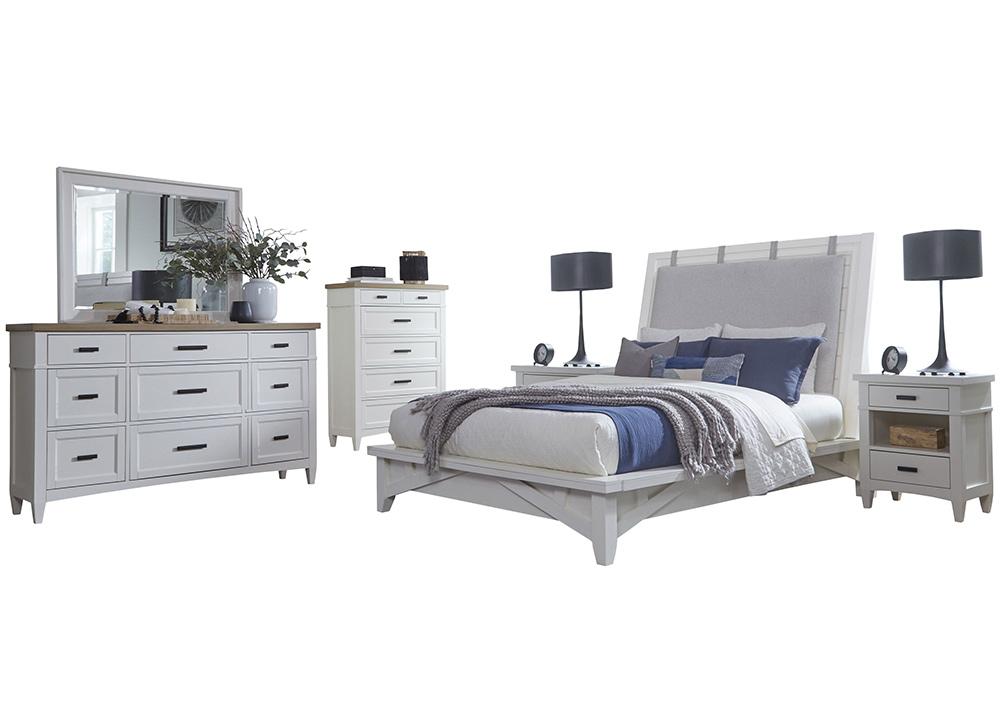 Parker House - Americana Modern Bedroom Queen Platform Bed 2 Nightstands Dresser with Mirror and Chest - BAME-6PC-1150-DMN2C view 1