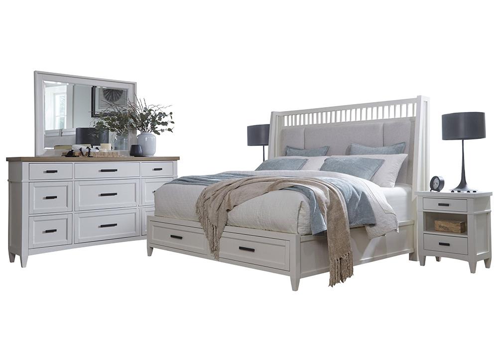 Parker House - Americana Modern Bedroom Queen Shelter Bed 2 Nightstands and Dresser with Mirror - BAME-5PC-1250-DMN2 view 1