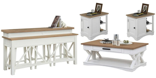 Parker House - Americana Modern - Cotton Cocktail Table with 2 Chairside Tables and Console Table with 3 Stools - AME-7PC-01-06-09-4-COT veiw 1