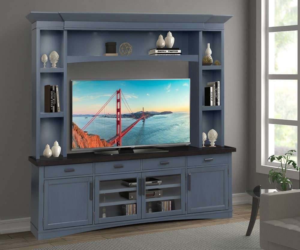 Parker House - Americana Modern Denim 92 in. TV Console with Hutch and LED Lights - AME92-3-DEN veiw 1