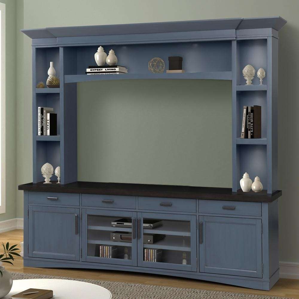 Parker House - Americana Modern Denim 92 in. TV Console with Hutch and LED Lights - AME92-3-DEN veiw 2