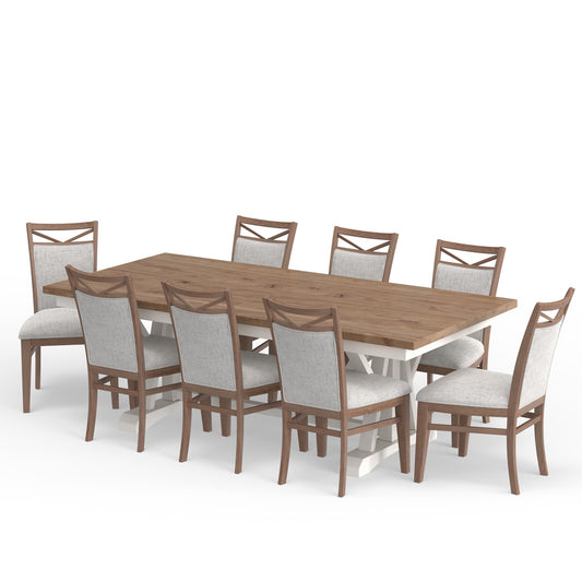 Parker House - Americana Modern Dining Extendable Trestle Table with 8 Upholstered Chairs - DAME-10PC-TRSTL-DINING view 1