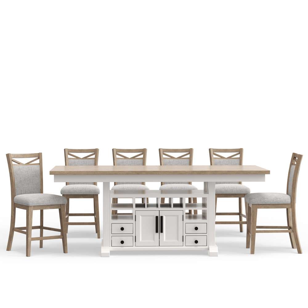 Parker House -  Americana Modern Dining Island Counter Height Table with 6 upholstered chairs - DAME-7PC-72CTR-2226-COT view 1