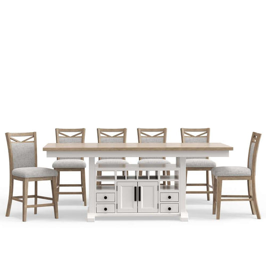 Parker House -  Americana Modern Dining Island Counter Height Table with 6 upholstered chairs - DAME-7PC-72CTR-2226-COT view 1