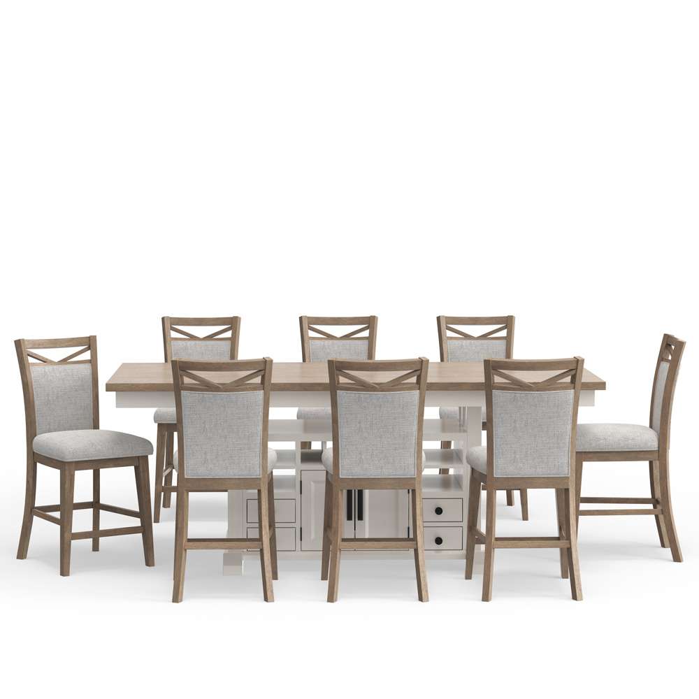 Parker House -  Americana Modern Dining Island Counter Height Table with 8 upholstered chairs - DAME-9PC-72CTR-2226-COT view 1