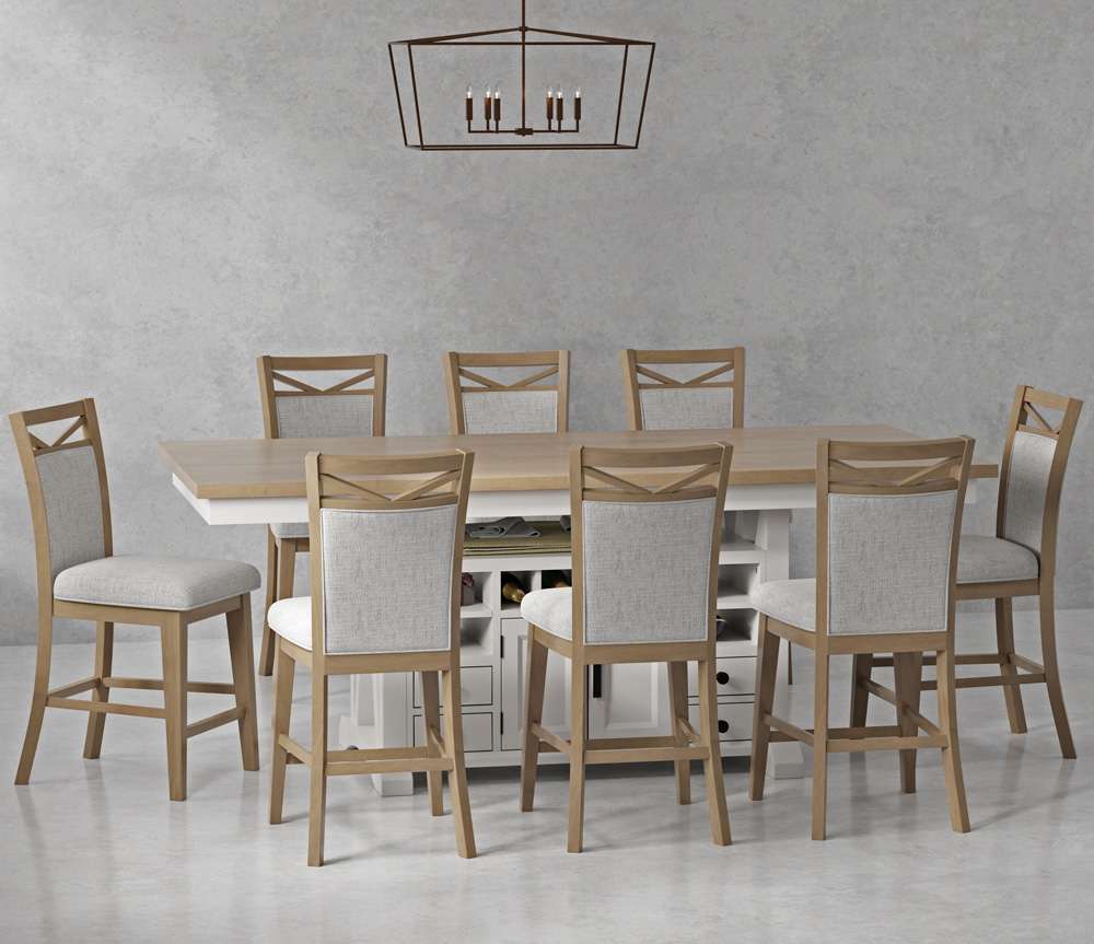 Parker House -  Americana Modern Dining Island Counter Height Table with 8 upholstered chairs - DAME-9PC-72CTR-2226-COT view 5