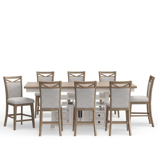 Parker House -  Americana Modern Dining Island Counter Height Table with 8 upholstered chairs - DAME-9PC-72CTR-2226-COT veiw 1