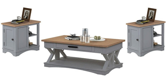 Parker House - Americana Modern - Dove Cocktail Table with 2 Chairside Tables - AME-3PC-01-06-DOV view 1
