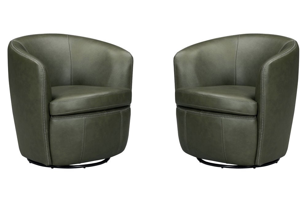 Parker House - Barolo - Lyric Sage 100% Italian Leather Swivel Club Chair (Set of 2) - Lyric Sage - SBAR#912S-2-LYSG view 1