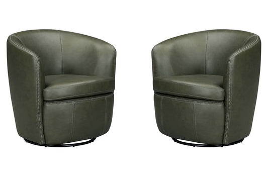 Parker House - Barolo - Lyric Sage 100% Italian Leather Swivel Club Chair (Set of 2) - Lyric Sage - SBAR#912S-2-LYSG view 1