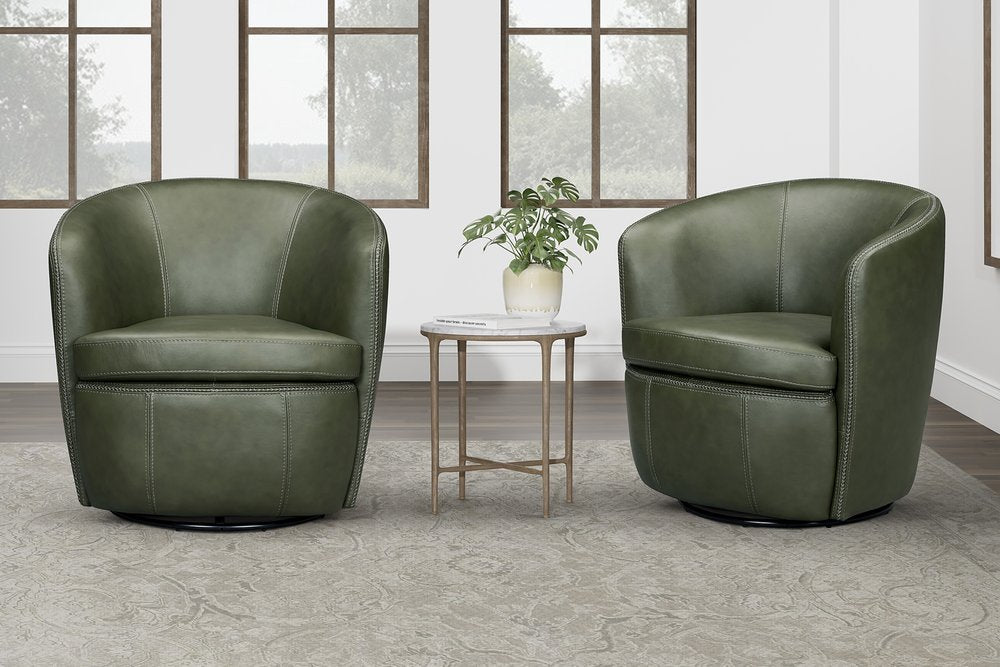 Parker House - Barolo - Lyric Sage 100% Italian Leather Swivel Club Chair (Set of 2) - Lyric Sage - SBAR#912S-2-LYSG view 2