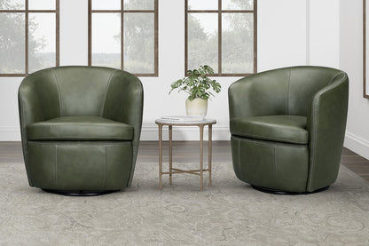 Parker House - Barolo - Lyric Sage 100% Italian Leather Swivel Club Chair (Set of 2) - Lyric Sage - SBAR#912S-2-LYSG view 2