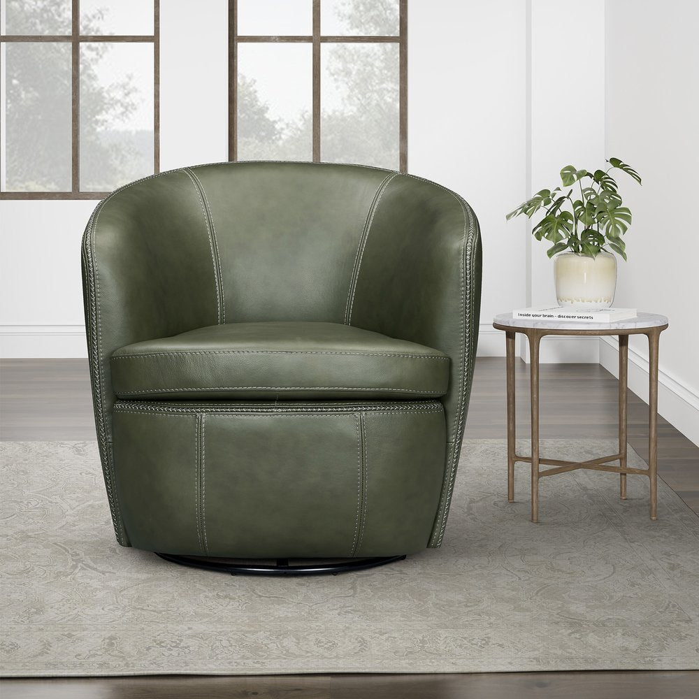 Parker House - Barolo - Lyric Sage 100% Italian Leather Swivel Club Chair (Set of 2) - Lyric Sage - SBAR#912S-2-LYSG view 4