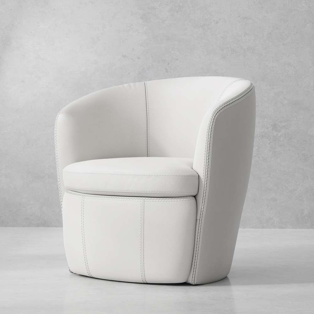 Parker House -  Barolo - Snow 100% Italian Leather Swivel Club Chair - SBAR#912S-SNOW view 5