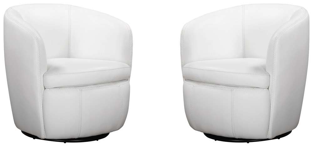 Parker House -  Barolo - Snow 100% Italian Leather Swivel Club Chair (Set of 2) - SBAR#912S-2-SNOW view 1