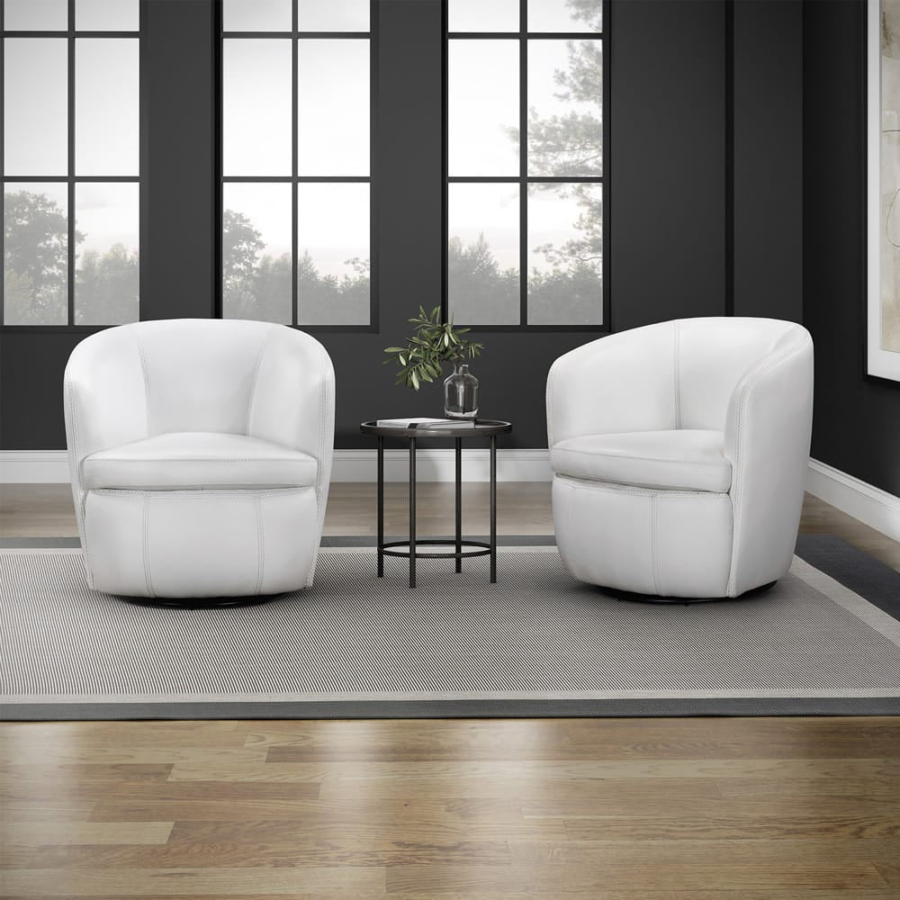 Parker House -  Barolo - Snow 100% Italian Leather Swivel Club Chair (Set of 2) - SBAR#912S-2-SNOW view 5