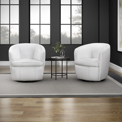 Parker House -  Barolo - Snow 100% Italian Leather Swivel Club Chair (Set of 2) - SBAR#912S-2-SNOW view 5