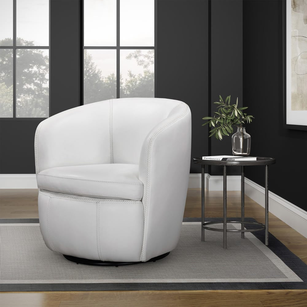 Parker House -  Barolo - Snow 100% Italian Leather Swivel Club Chair (Set of 2) - SBAR#912S-2-SNOW view 6