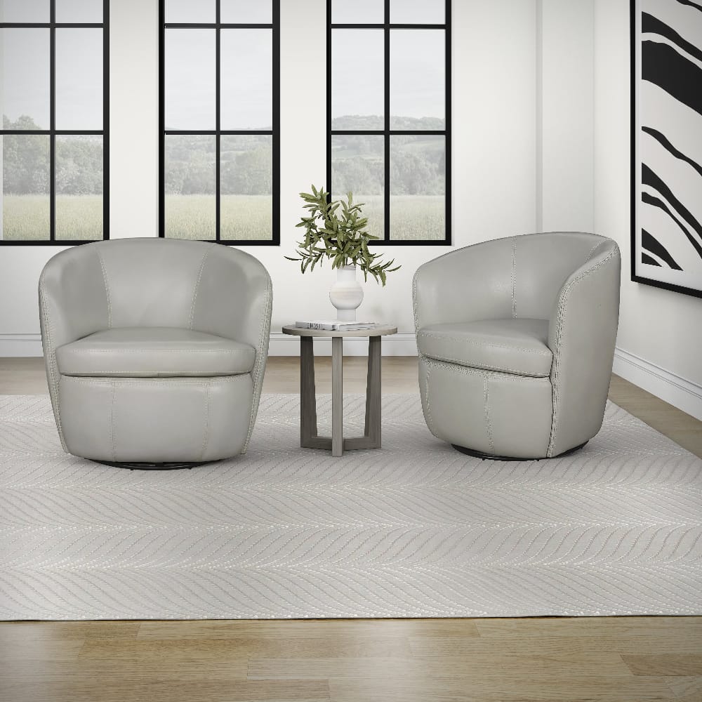 Parker House -  Barolo - Steamboat Ice 100% Italian Leather Swivel Club Chair (Set of 2) - SBAR#912S-2-STIC view 5