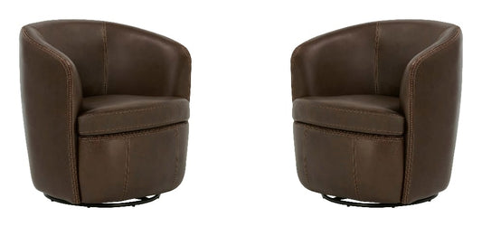 Parker House -  Barolo - Vintage Brown 100% Italian Leather Swivel Club Chair (Set of 2) - SBAR#912S-2-VGBR view 1