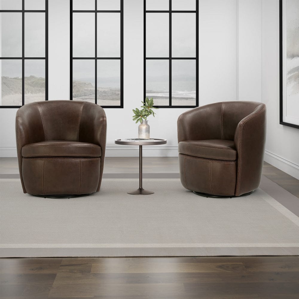 Parker House -  Barolo - Vintage Brown 100% Italian Leather Swivel Club Chair (Set of 2) - SBAR#912S-2-VGBR view 1