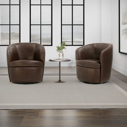 Parker House -  Barolo - Vintage Brown 100% Italian Leather Swivel Club Chair (Set of 2) - SBAR#912S-2-VGBR view 1