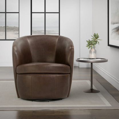 Parker House -  Barolo - Vintage Brown 100% Italian Leather Swivel Club Chair (Set of 2) - SBAR#912S-2-VGBR view 4
