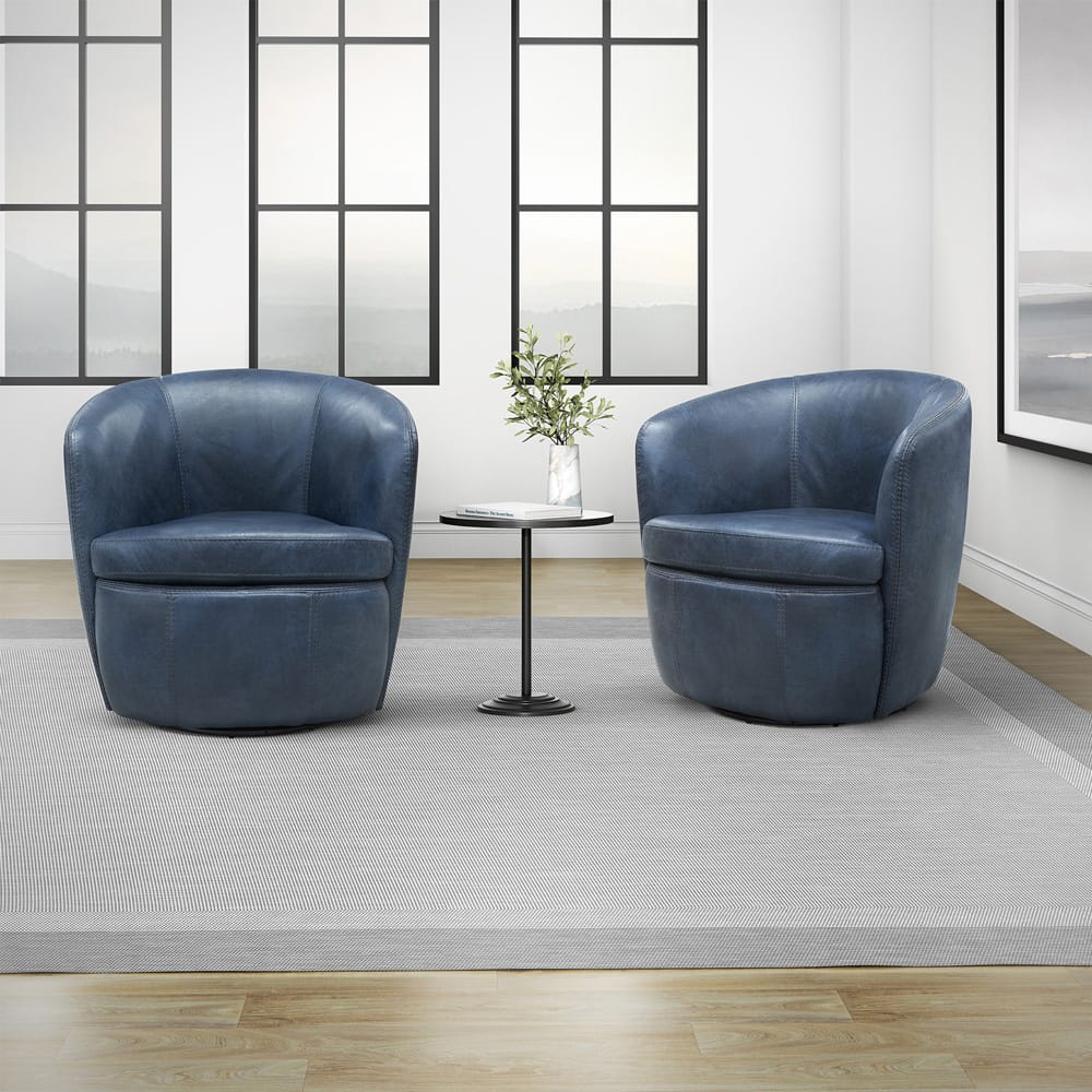Parker House -  Barolo - Vintage Navy 100% Italian Leather Swivel Club Chair (Set of 2) - SBAR#912S-2-VGNV view 7