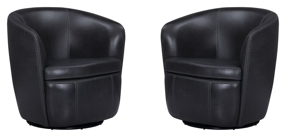 Parker House - Barolo - Vintage Onyx 100% Italian Leather Swivel Club Chair (Set of 2) - Vintage Onyx - SBAR#912S-2-VGON view 1