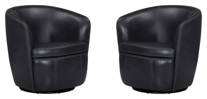 Parker House - Barolo - Vintage Onyx 100% Italian Leather Swivel Club Chair (Set of 2) - Vintage Onyx - SBAR#912S-2-VGON view 1