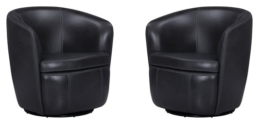 Parker House - Barolo - Vintage Onyx 100% Italian Leather Swivel Club Chair (Set of 2) - Vintage Onyx - SBAR#912S-2-VGON view 1